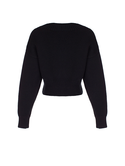 Черный укороченный свитер с сердцем, 2 Черный укороченный свитер с сердцем, 2