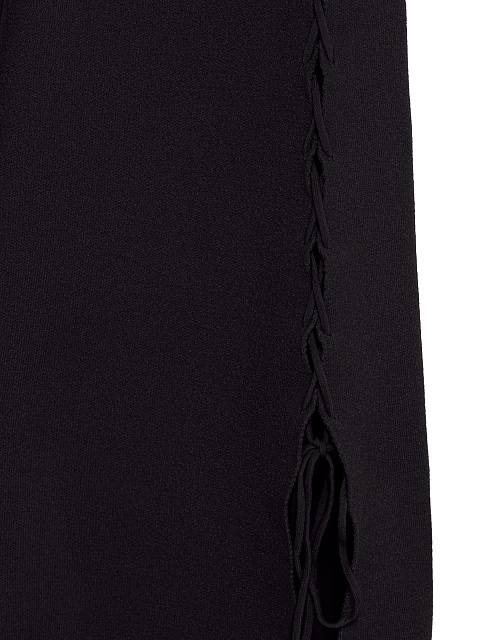 Черное трикотажное платье-макси с вырезами и шнуровкой, 4