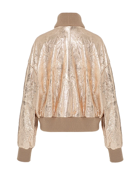 Золотистый бомбер из мятой кожи, 2