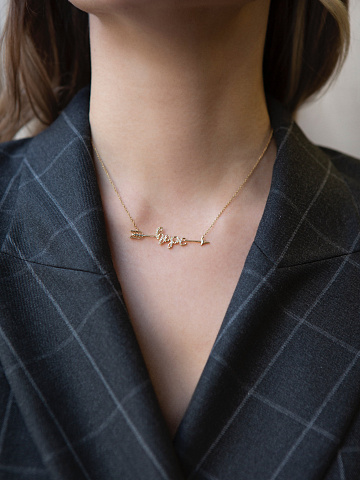 Колье с кулоном "hope" из желтого золота с бриллиантами, 2