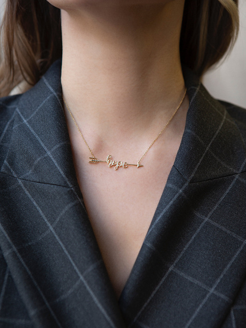 Колье с кулоном "hope" из желтого золота с бриллиантами, 2