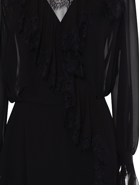 Черное шифоновое платье-миди на запах, 5