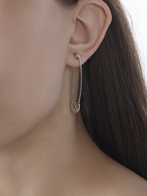 Серебряная моно-серьга в виде булавки, 2