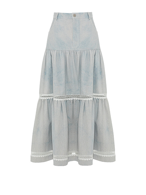 Голубая юбка-миди из денима, 1