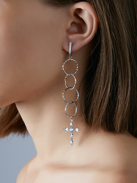 Длинные серьги из серебра с топазами скай, 2