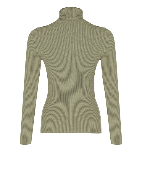 Темно-зеленая трикотажная водолазка в рубчик, 2