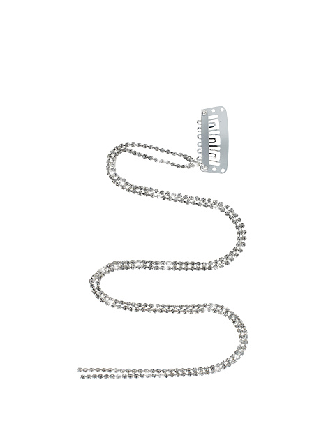 Серебристая заколка с двумя цепочками из страз, 1