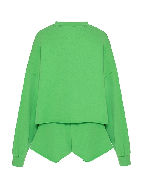 Салатовый костюм из футера с шортами, 2