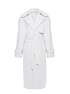 Пальто однобортное из белой стриженой с отлетной кокеткой, поясом и патами Пальто однобортное из белой стриженой с отлетной кокеткой, поясом и патами