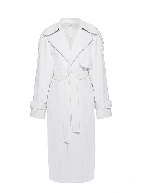 Белый тренч из стриженного меха норки, 1 Белый тренч из стриженного меха норки, 1