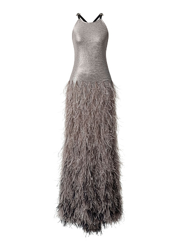 Платье-макси с перьями, 1