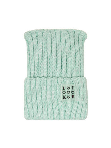 Мятная вязаная шапка с нашивкой Like, 1