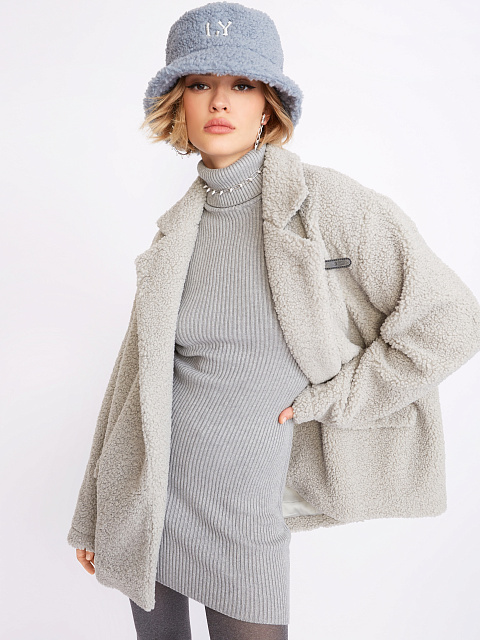 Серый жакет из эко-меха, 6