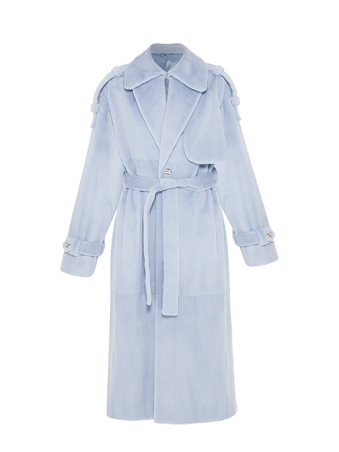 Голубой тренч из стриженного меха норки, 3 Голубой тренч из стриженного меха норки, 3