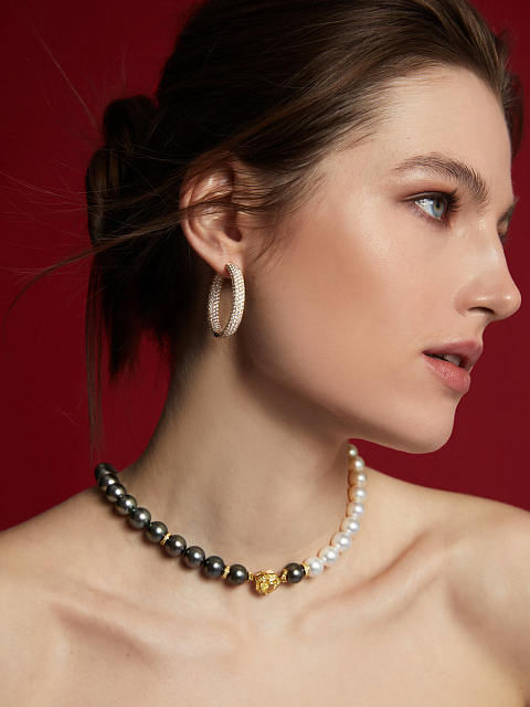 Хупсы из белого золота с бриллиантами круглой огранки, 7 Хупсы из белого золота с бриллиантами круглой огранки, 7