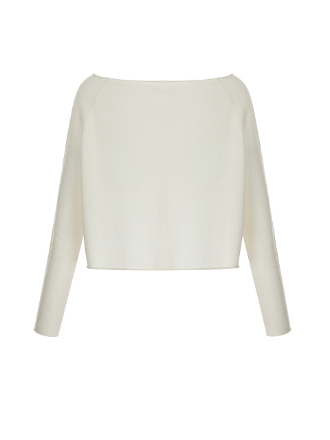 Укороченный кашемировый пуловер молочного цвета, 2