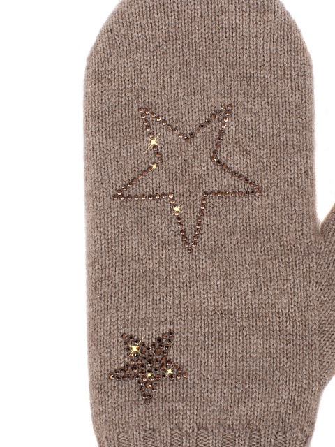 Коричневые кашемировые варежки со стразами, 2 Коричневые кашемировые варежки со стразами, 2