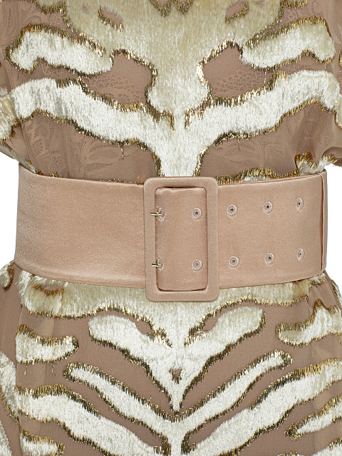 Бежевое платье-миди из панбархата, 4