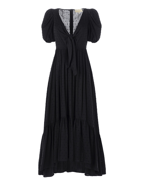 Черное платье из хлопка с завязкой на груди, 1