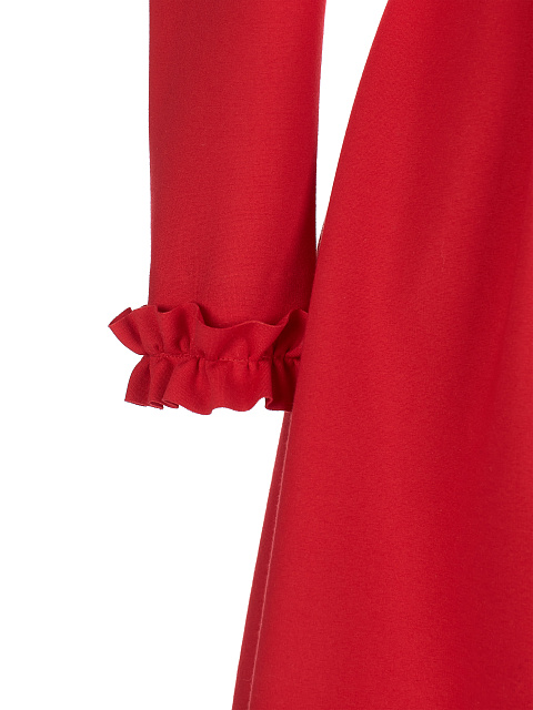 Красное платье-миди с рюшами, 3