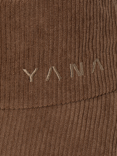 Темно-коричневая вельветовая панама с вышивкой Yana, 3