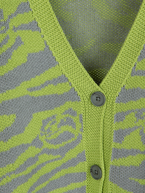 Серо-зеленый оверсайз кардиган с узором, 3