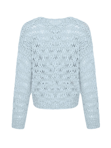 Голубой укороченный пуловер из кашемира и шелка, 2
