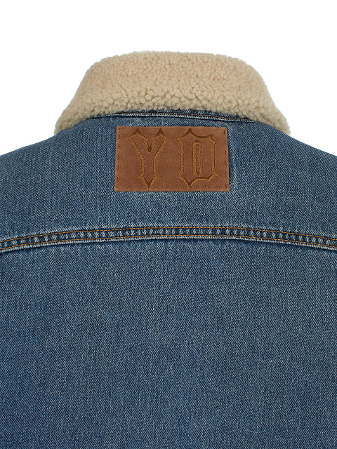 Объемная голубая джинсовая куртка с подкладом из овчины, 4