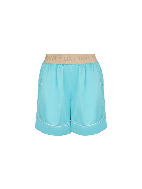 Бирюзовая шелковая пижама с белым кантом, 3 Бирюзовая шелковая пижама с белым кантом, 3