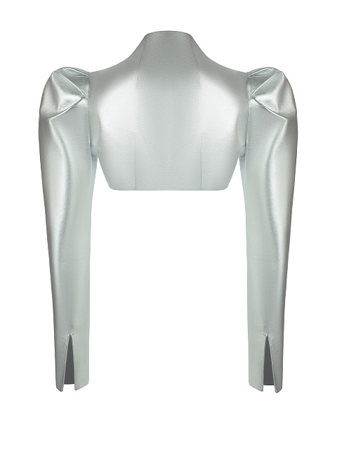 Серебряное укороченное болеро из кожи, 2 Серебряное укороченное болеро из кожи, 2