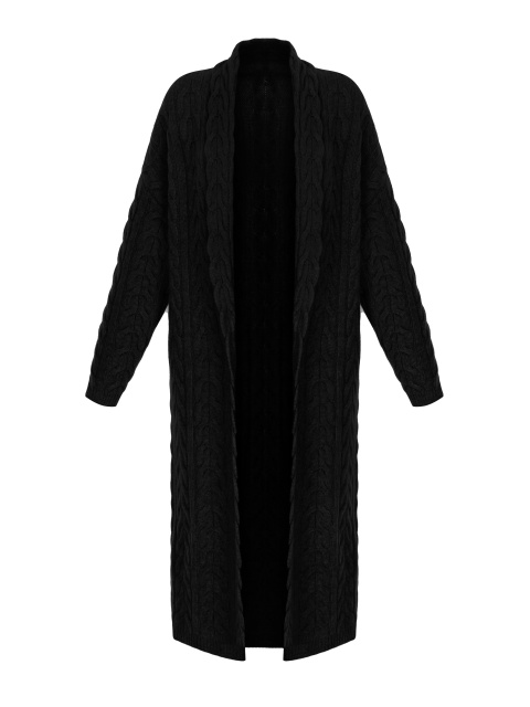 Черное вязаное кашемировое пальто, 1