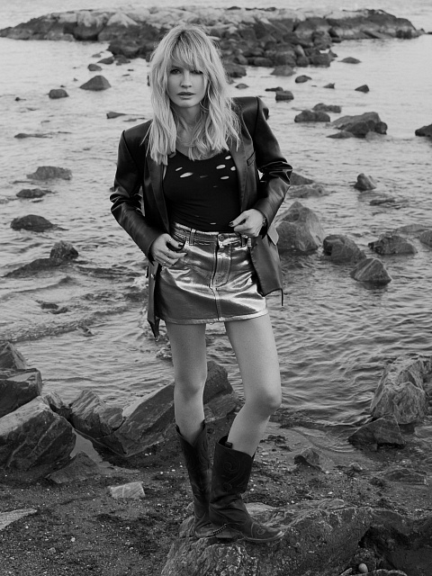 Юбка-мини из денима с серебряным напылением, 8 Юбка-мини из денима с серебряным напылением, 8