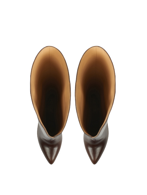 Темно-коричневые кожаные сапоги на высоком каблуке, 4