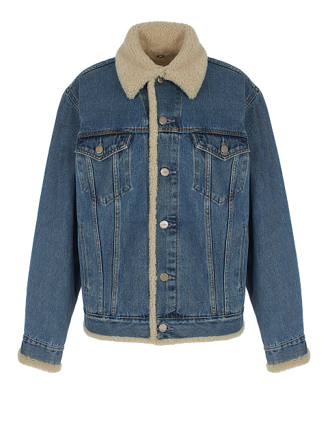 Объемная голубая джинсовая куртка с подкладом из овчины, 2