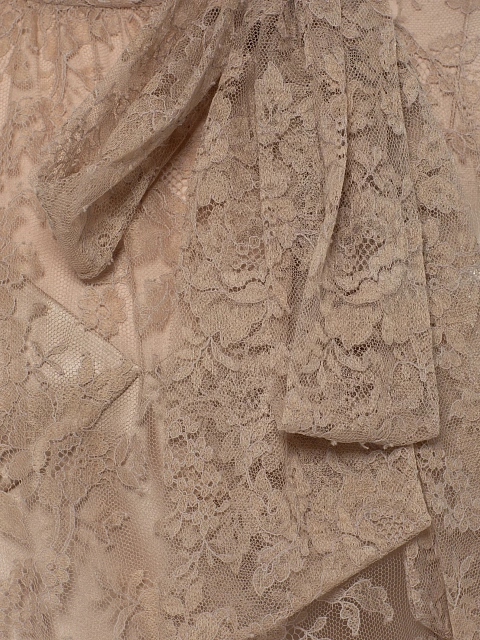 Бежевая блузка из кружева с объемными рукавами, 4