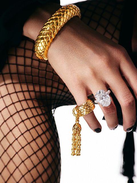 Кольцо-кисть из желтого золота, 4