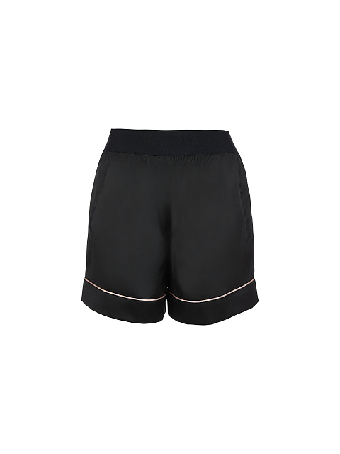 Черная шелковая пижама с розовым кантом, 4