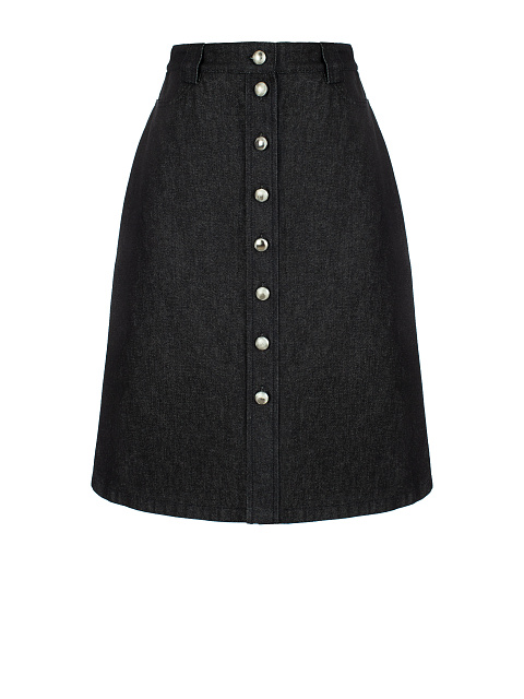 Черная юбка-миди из денима, 1 Черная юбка-миди из денима, 1