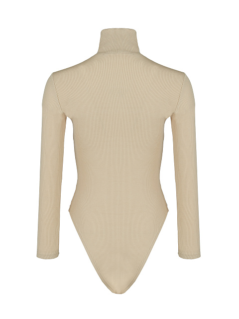 Бежевое боди с длинным рукавом и воротом-стойкой, 2