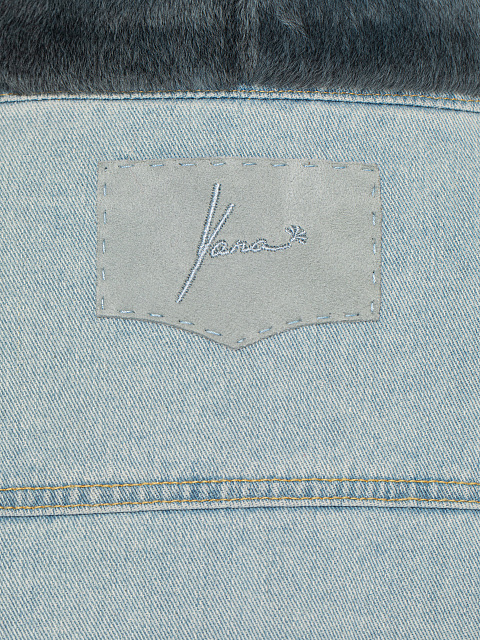 Голубая джинсовая куртка с подкладом из каракуля, 4 Голубая джинсовая куртка с подкладом из каракуля, 4