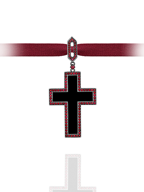 Кулон из черненого золота с агатом и рубинами, 2