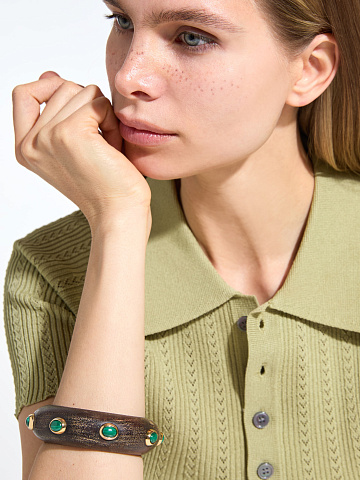 Браслет из дерева с малахитом, 2