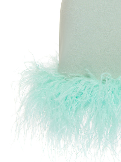 Мятное платье-мини из джерси с боа по низу, 3