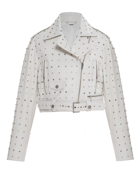 Укороченная белая косуха с кристаллами, 1