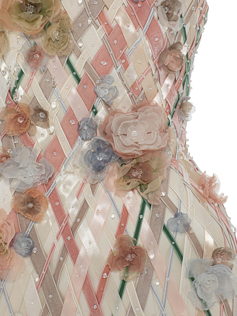 Молочное платье-мини с лентами и кристаллами, 7 Молочное платье-мини с лентами и кристаллами, 7