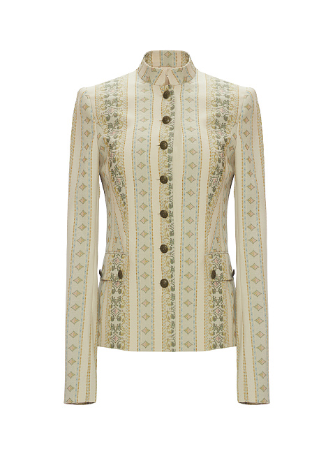 Светло-бежевый жакет из жаккарда с узором, 1