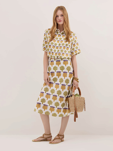 Молочная юбка-миди с принтом, 3