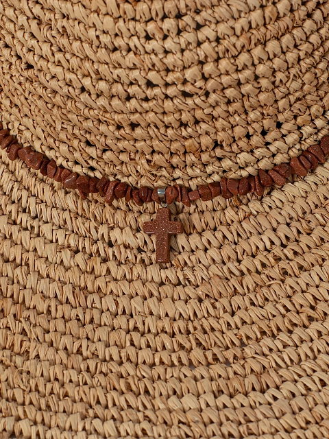 Соломенная шляпа с камнями и бахромой, 4