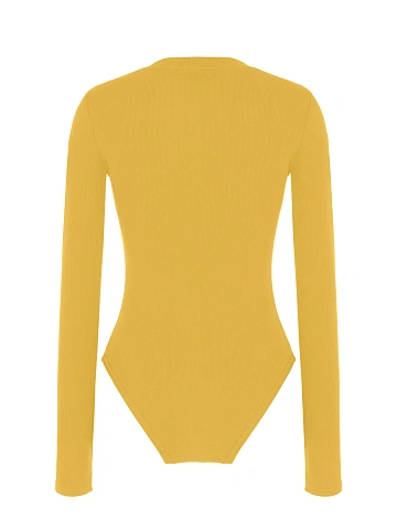 Желтое боди из хлопка с длинным рукавом, 2
