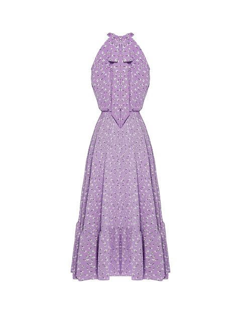 Сиреневое платье-миди из вискозы с цветочным принтом, 2